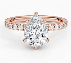 แหวนหมั้นเพชรทรงลูกแพร์ Sweetbriar พร้อมวงแหวนแบบ Halo Pave สำหรับคอลเลกชันโรแมนติกสำหรับผู้หญิง เพชรที่เพาะเลี้ยงในห้องปฏิบัติการ - Product Image 2