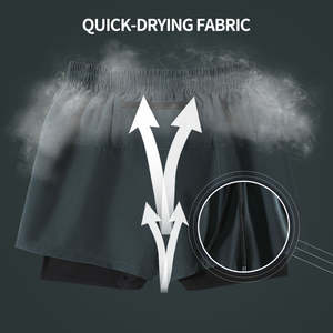 Wholesale Summer Men <b>Shorts</b> Training Running <b>Phone</b> <b>Pocket</b> 2 Layers <b>Shorts</b> Breathable Elastic <b>Shorts</b> - Product Image 3