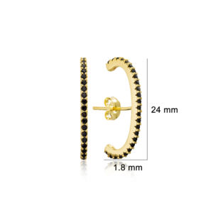 Boucles d'oreilles en pierre de Zircon noir Push Back turc vente en gros bijoux en argent Sterling 925 faits à la main - Product Image 2