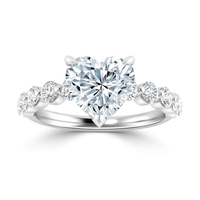 Bague de fiançailles de luxe en argent sterling avec moissanite taille cœur de 2,50 carats et perle d'eau douce, plaquée or rose, sertie à griffes, pour femme