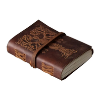 Carnet en cuir marron 5x7" avec gaufrage Arbre de Vie Mère Terre, Organiseur personnel, Agenda de bureau, Bloc-notes, Idéal pour offrir, Al-Amir