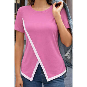 Blusa de Viscosa de Manga Corta y Cuello Redondo para Mujer, Corte Regular, Estilo Casual Básico para Uso Diario, Modelo 32560 - Product Image 1