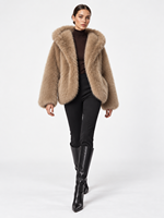 Manteau d'hiver à capuche en fausse fourrure, veste ample et oversize écologique de haute qualité, vente en gros et fabrication sur mesure