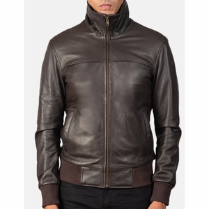 Veste pour hommes vestes pour hommes manches en cuir de vachette véritable Letterman Varsity Jacket pour hommes col montant saison d'hiver - Product Image 3