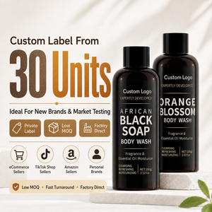 Duo <span class=keywords><strong>de</strong></span> gels douche à marque privée, faible MOQ, savon noir africain personnalisé, gel douche fleur d'oranger, ensemble OEM ODM, usine - Product Image 3