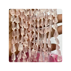 Perles de quartz rose naturel facettées de qualité supérieure, 8 pouces, pour la fabrication de bijoux - Product Image 5