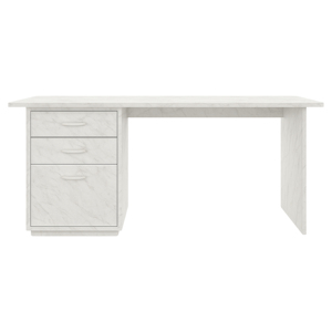 Escritorio de oficina moderno de mármol blanco con cajones de almacenamiento - Product Image 1