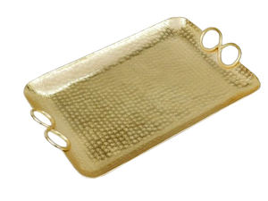 Design attrayant Alimentaire Café Thé Plateau De Service Haute Qualité Finition Dorée De Luxe Style Feuille En Métal Plateau De Service - Product Image 5