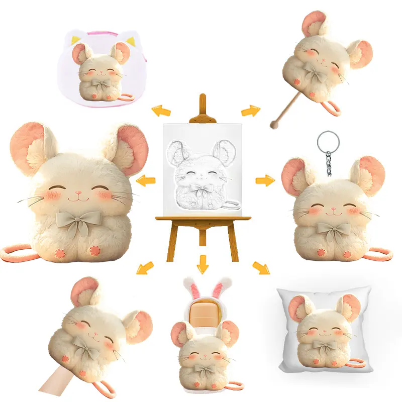 Profesyonel üreticisi doldurulmuş hayvan peluş oyuncaklar fare toptan moda karikatür sevimli çocuklar yumuşak beyaz fare peluş oyuncak