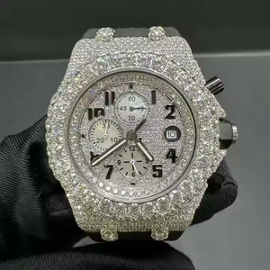 Montre de luxe pour homme en acier inoxydable avec mouvement à quartz, boîtier en alliage, épaisseur de 5 mm, diamant moissanite, montre de qualité supérieure pour les affaires - Product Image 2