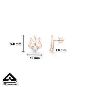 Pendientes de Aro de Oro con Trishul Sagrado para Mujer, Ligeros, Religiosos, con Perlas y Diamantes - Product Image 6