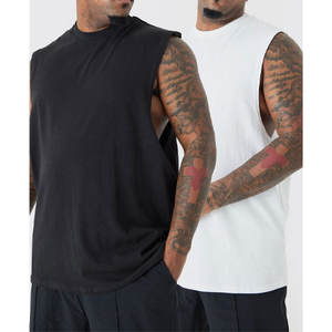 เสื้อกล้ามใส่ไปยิมผ้าฝ้ายสำหรับผู้ชายเสื้อแขนกุดพิมพ์โลโก้ได้ตามต้องการ - Product Image 4