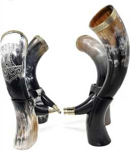 Cuerno para beber vikingo pulido de alta calidad respetuoso con el medio ambiente personalizado tallado a mano de cuerno de búfalo para la decoración del hogar y del Hotel - Product Image 1