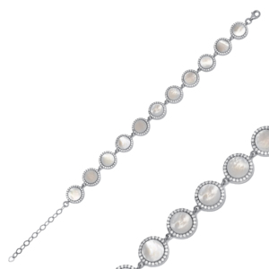 เครื่องประดับมุกทรงกลมแบบตุรกี CZ หินแฮนด์เมดสร้อยข้อมือเงินสเตอร์ลิง925ขายส่ง - Product Image 5