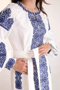 Vestido Maxi Casual para Mujer, Bordado, Corte Regular, Cuello Redondo, 100% Algodón Tejido, Cintura Natural, Lavable, Manga Corta - Product Image 4