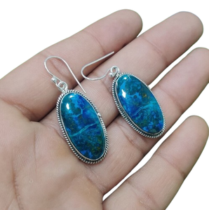 925ต่างหูอัญมณี Lapis เงินสเตอร์ลิงทำมือต่างหูเงินสไตล์ Boho สำหรับผู้หญิงของขวัญแต่งงานสำหรับภรรยา - Product Image 1