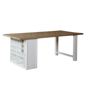 Simple & Sleek Uniquely handmade Design With <b>Shelves</b> Features Solid <b>Mango</b> <b>Wooden</b> White & Brown Finish Home Kitchen Dining Table - Product Image 6