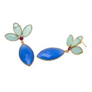 New Arrival Blue & Aqua Chalcedony Gemstone 925 Sterling Silver Marquise Shape Earrings - Product Image 1