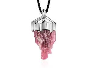 Grand collier en cristal de tourmaline de rubellite pendentif en argent cadeau d'anniversaire de mariage personne spéciale style LOTR bijoux anciens - Product Image 4