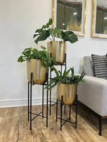 Jarrón de Flores de Hierro Forjado a Mano de Excelente Calidad, Diseño Costero Moderno, Acabado Dorado, para Decoración de Bodas y Hogar