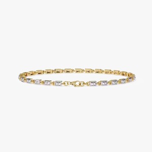 Piedras de Corte rectangular en caja Diseño de enlace Pulsera de tenis de moissanita de oro amarillo de lujo de 10K/14K para mujer - Product Image 3