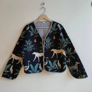 Chaqueta Acolchada de Algodón con Estampado de Selva Negra, Estilo Bohemio, Chaquetas Acolchadas Hechas a Mano, Ropa de Mujer, Nuevo Estilo, Abrigo para Fiesta - Product Image 1