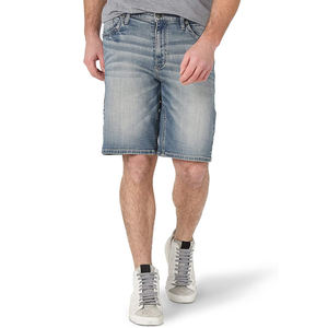 2026 Hotselling Men's <b>High</b> <b>Waist</b> Straight Knitted Denim <b>Shorts</b> with Sun Faded Effect Custom Logo Button Summer Casual - Product Image 4