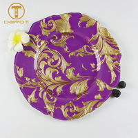 Assiette de présentation en verre de style royal avec motif de gaufrage doré, assiette de fruits en verre transparent