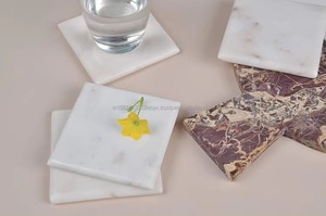 Ensemble de 4 sous-verres carrés en marbre les plus vendus fournisseur indien tapis de décoration de salle à manger élégants et tampons - Product Image 3