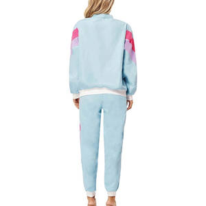 Vente en gros Ensemble survêtement rose à blocs de couleurs pour femmes Veste zippée et pantalon de jogging Vêtements de sport décontractés tendance OEM Vêtements de sport personnalisés - Product Image 3