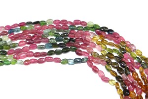 Cuentas de forma ovalada lisas de turmalina múltiple Cuentas de turmalina multicolor naturales 5x4mm Cuentas de piedra de 13 pulgadas - Product Image 2