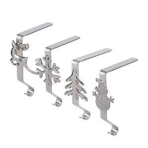 New Arrival Cast Santa-Shaped Silver Metal Clip Hook Home Use Christmas Decoration <b>Stocking</b> <b>Hanger</b> Low Price Wedding Home Use - Product Image 1