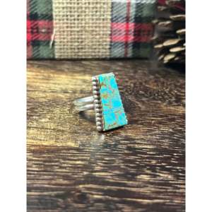 Wilbert # Anillo Ajustable de Plata de Ley y Turquesa (8 Piezas), Color Gris # Tecnología de Incrustación de 8 Piedras Preciosas Naturales de Moda, Tamaño 9.25, Regalo Perfecto - Product Image 3