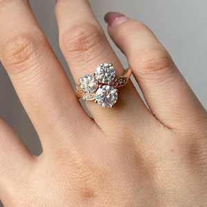 Anillo de Compromiso Clásico de Moissanita con Engaste de Puntas, Corte Redondo, Azul Verde, VVS, Chapado en Oro sobre Plata de Ley 925, de Lujo Personalizado - Product Image 4