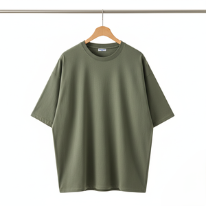 T-shirt surdimensionné à col rond avec logo personnalisé sur le devant unisexe 100% coton Style Hip Hop 250 grammes impression numérique conception vierge - Product Image 2