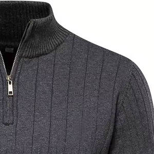 Vente en gros de sweatshirts à demi-fermeture éclair en coton mélangé à col montant avec logo personnalisé pour hommes - Product Image 4