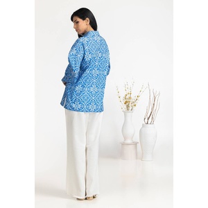 Túnica Casual para Mujer Blue Cross, Estampado Floral, Diseño Sólido, Popelina, Chifón, Volantes, Lentejuelas, Encaje, Tallas XL a 4XL, para Primavera y Otoño - Product Image 4
