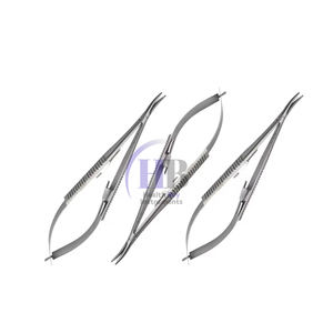 Ensemble de ciseaux porte-aiguilles Castroviejo, manche à ressort incurvé, instruments de chirurgie générale, acier inoxydable, machinerie - Product Image 1