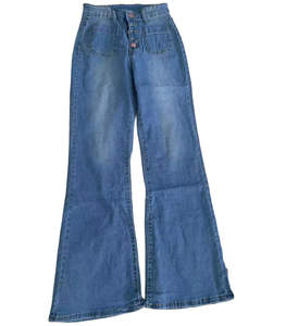 <b>Women's</b> Solid Color Dyed Cotton Organic Denim Fabric Eco-Friendly Breathable Regular Fit Straight Washed Slit Casual Pants OEM - Product Image 6