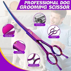 Ciseaux de toilettage pour animaux de compagnie de haute qualité avec logo personnalisé, 7 pouces, ciseaux incurvés pour droitiers et gauchers, pour le toilettage des chiens, ciseaux de coiffure - Product Image 6