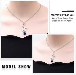 Plata azul Rosa flor urna collar cremación joyería para cenizas para mujeres niñas urna recuerdo medallón humano titular tamaño personalizado - Product Image 3