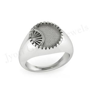 Anillo de ajuste en blanco con bisel redondo de Plata de Ley 925, diseño único para cenizas, trabajo de resina, recuerdo, leche materna, joyería fina DIY - Product Image 1