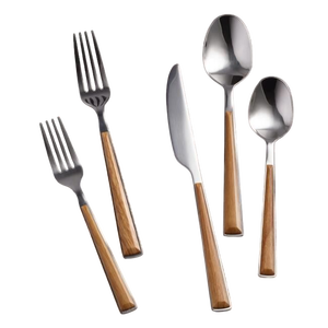 Ensemble de couverts en acier inoxydable avec poignées en bois disponibles en forme et taille personnalisées pour un usage régulier - Product Image 1