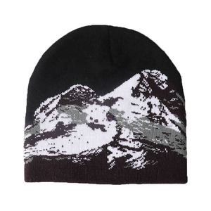 Design Your Own Customized Jacquard Knit <b>Beanie</b> Hat Custom Logo Sublimation Printed Solid Pattern Winter Hat for Unisex Adults - Product Image 4