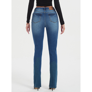 Paola Riboni - Jeans de mezclilla de cintura alta para mujer, corte recto ajustado, lavado claro, estilo vintage, largo completo - Product Image 5