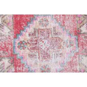 พรมตุรกีวินเทจขนาดเล็ก 1.5x2.7 ฟุต พรมขนสัตว์ขอบสีแดง - Product Image 5