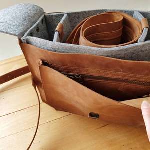 Vente en gros de sac Bapa en cuir véritable fait main vintage pour appareil photo sac de photographie DSLR en toile portable - Product Image 2