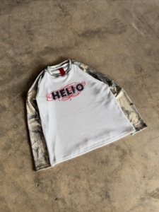 Custom Manufacturer Men's Waffle Thermal 100% Cotton Long Sleeve T-Shirt <b>Camouflage</b> Pattern Streetwear Style Silk Screen Printed - Product Image 2
