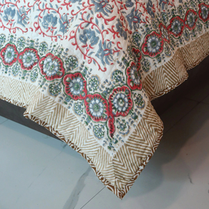 ผ้าควิลท์ผ้าฝ้าย100% พิมพ์ลายด้วยมือผ้าปูที่นอนผ้าฝ้ายลายดอกไม้ผ้าปูที่นอนสำหรับตกแต่งเครื่องนอนผ้าห่ม - Product Image 1