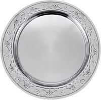 Plaques de métal antiques argentées prix en gros assiettes de chargeur sûres pour la décoration de table de mariage et de dîner plateaux de conception populaire